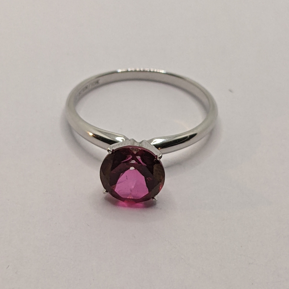 Sterling silver plated 10k ring, red stone